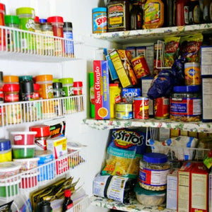 tins of food, packets of food