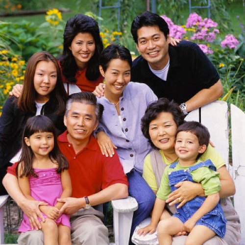 family gathering in a garden