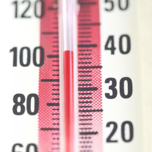 thermometer showing a higher than normal temperature