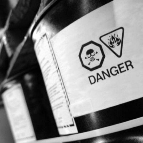 Toxic chemicals with Danger written on them