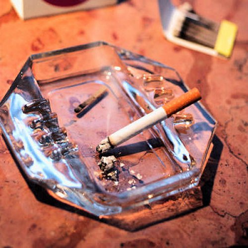 ashtray with cigarette